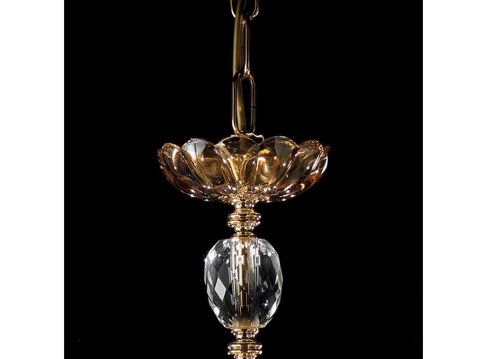 Klassischer Kronleuchter aus 6 Leuchten in Belle Glas und Kristall