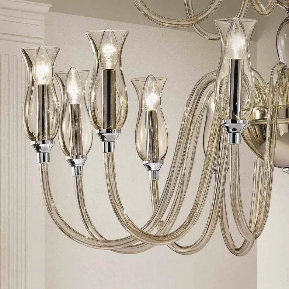 Handgefertigter Kronleuchter mit 18 Lichtern aus Venedig Glas Made in Italy - Vittoria Viadurini