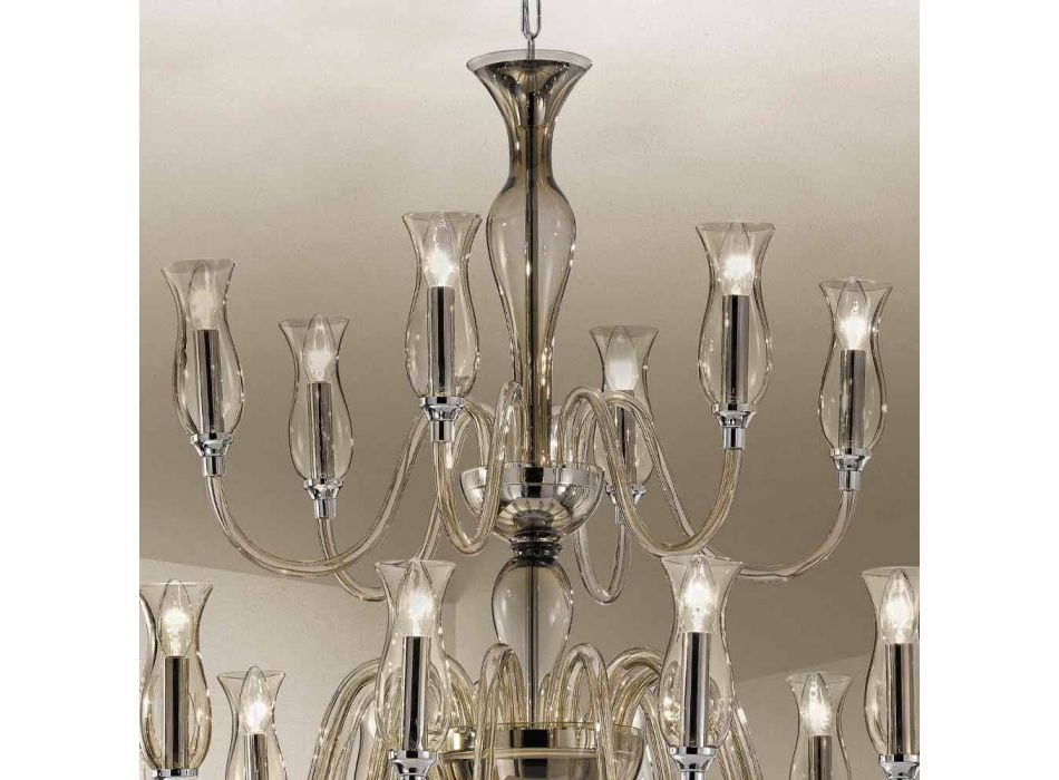 Handgefertigter Kronleuchter mit 18 Lichtern aus Venedig Glas Made in Italy - Vittoria Viadurini