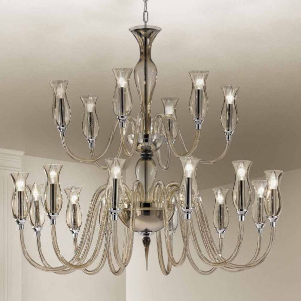Handgefertigter venedig glas kronleuchter mit 18 leuchten made in italy - vittoria