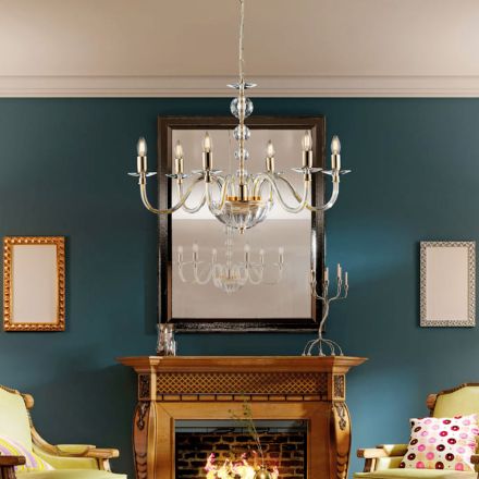 Kronleuchter aus Glas und Strasssteinen, hergestellt in Italien, für die Inneneinrichtung - Madrid Viadurini