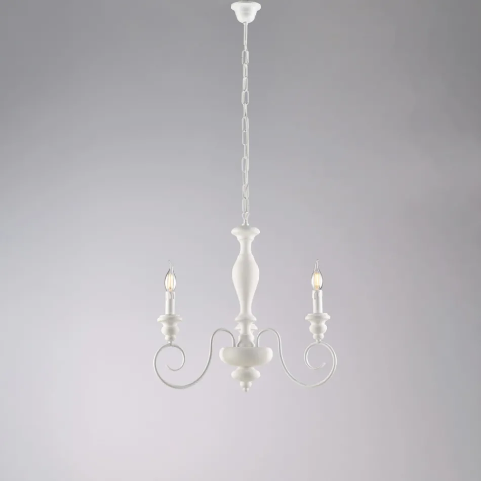 Italienischer Kronleuchter aus Holz und lackiertem Eisen für die Inneneinrichtung - Toskana Viadurini