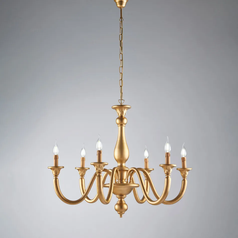 In Italien gefertigter Kronleuchter aus Holz für die Inneneinrichtung - Siena Viadurini