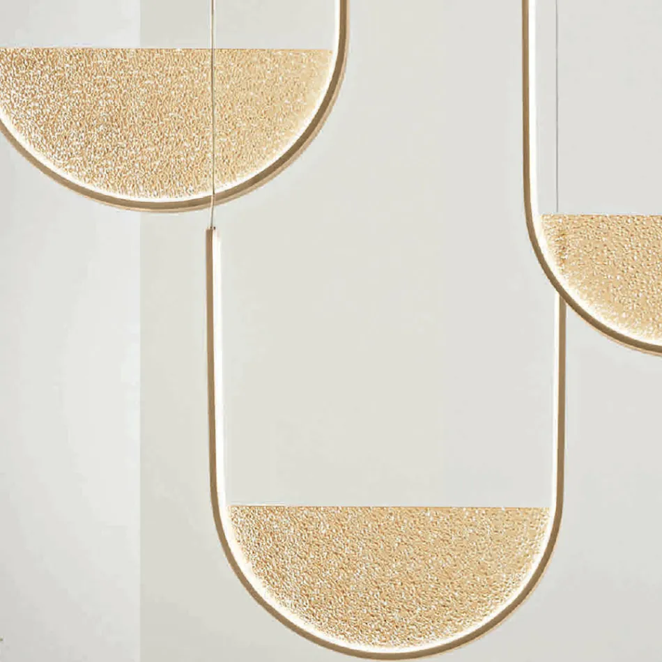 Metall-Kronleuchter mit herausnehmbarem Einsatz aus Granulatglas – Catalpa Viadurini