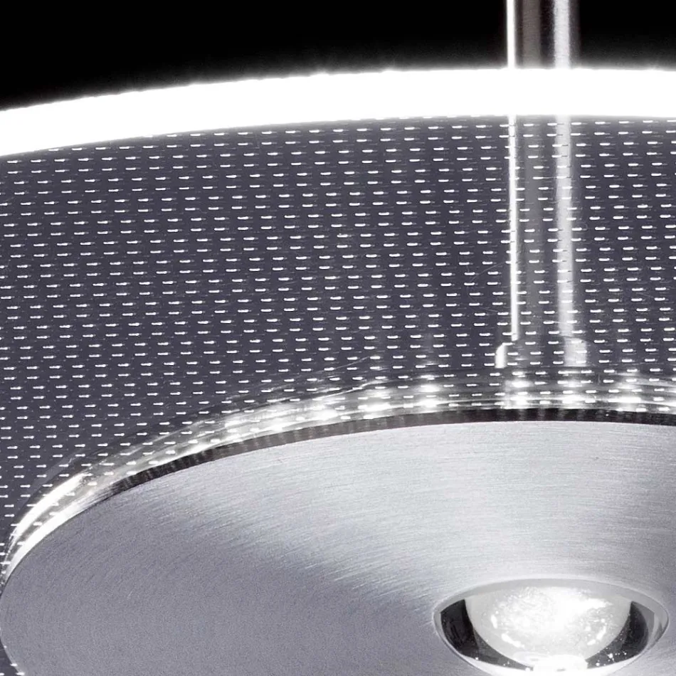 Kronleuchter aus Metall mit mikrogepunktetem Plexiglasdiffusor - Nora Viadurini