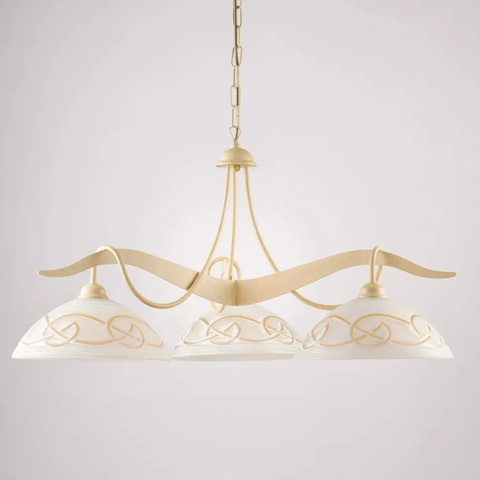 3-flammiger Kronleuchter aus Glas und Metall für die Innenbeleuchtung - Musca Viadurini