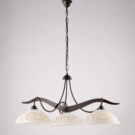 3-flammiger Kronleuchter aus Glas und Metall für die Innenbeleuchtung - Musca Viadurini