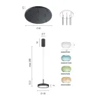 Kronleuchter aus goldlackiertem Metall mit LED-Licht und farbigem Glas – Hainbuche Viadurini