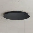 Moderner Kronleuchter mit geometrischen Formen aus Metall und Kunstleder – Zypresse Viadurini