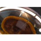 Moderner Kronleuchter aus Stahl und Glas mit Holzeinsatz Made in Italy - Seoul Viadurini