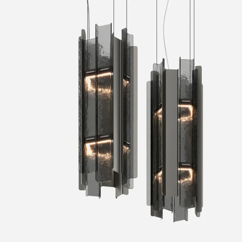 Velis – Elegant gestalteter, moderner Kronleuchter aus Fusingglas, hergestellt in Italien Viadurini