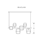 Horizontaler Kronleuchter aus Metall und transparentem Pyrexglas - Iperspazio Viadurini