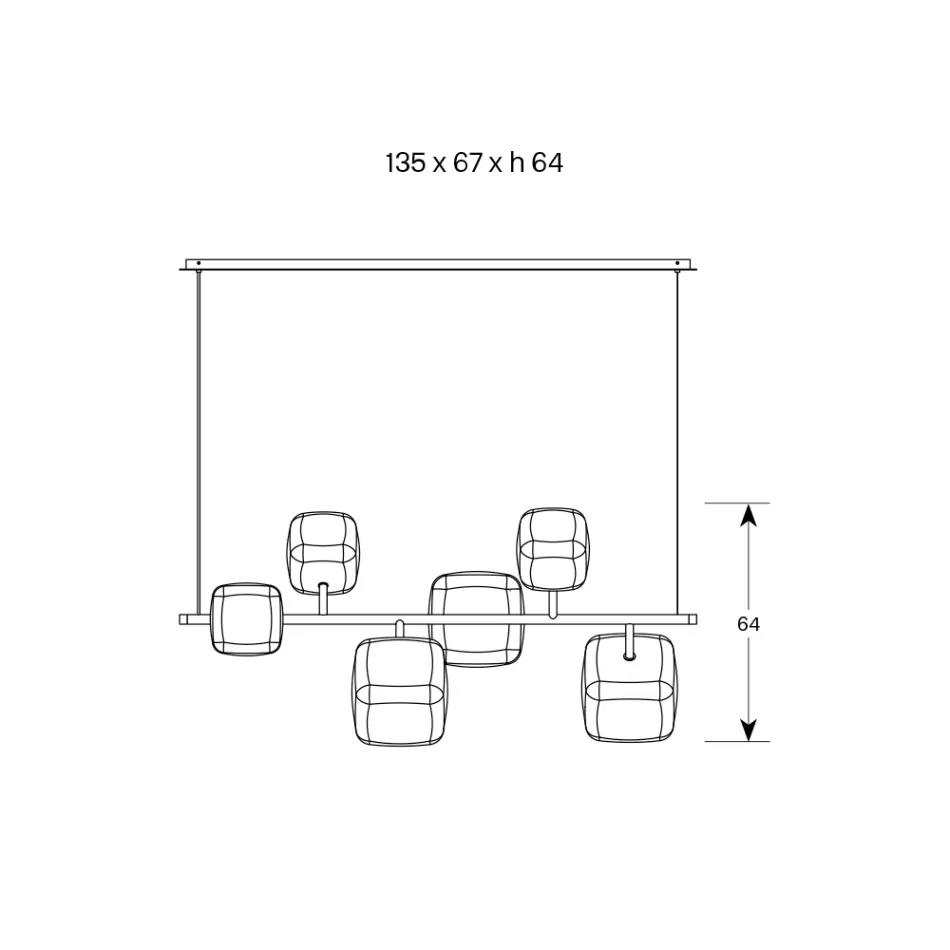 Horizontaler Kronleuchter aus Metall und transparentem Pyrexglas - Iperspazio Viadurini