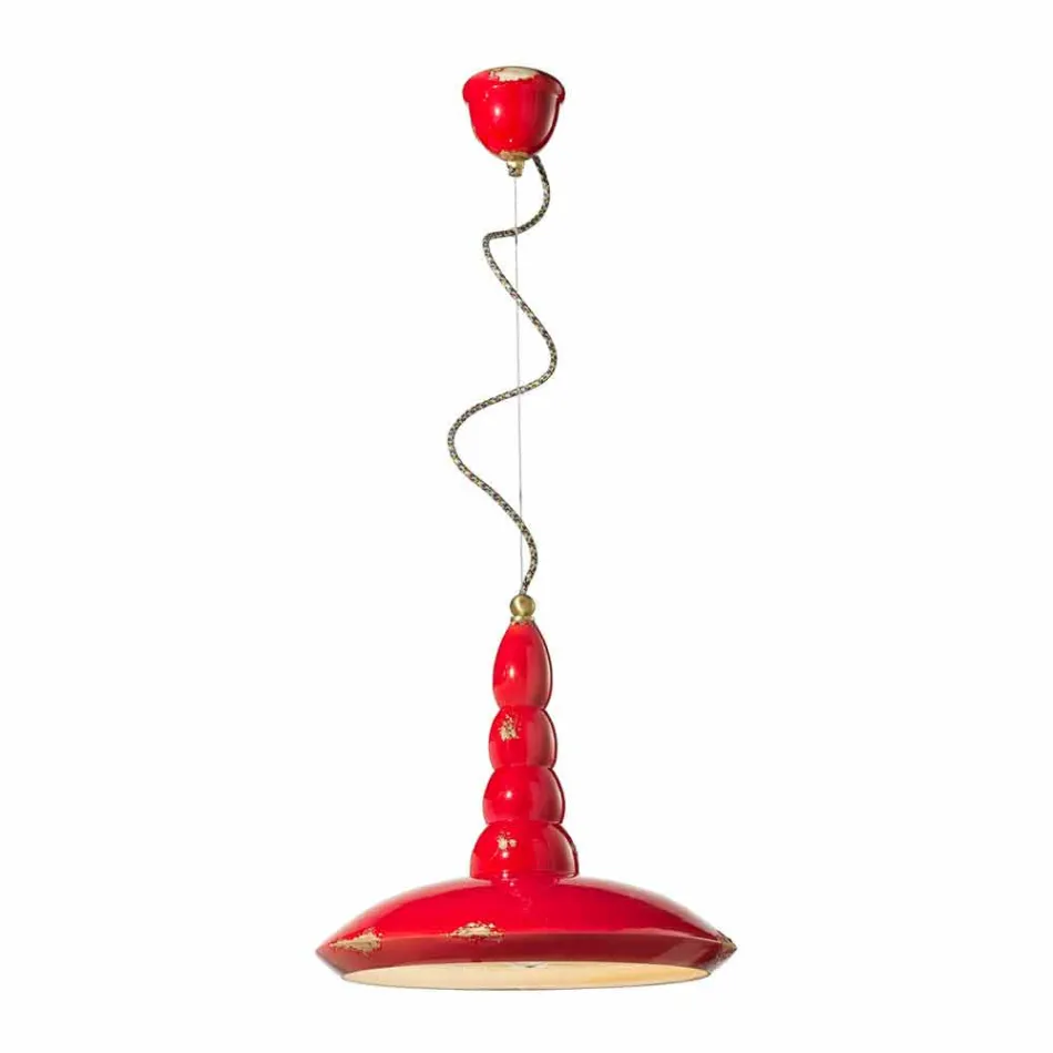 Retro-Kronleuchter gestaltete Keramiksuspension Ferroluce Viadurini