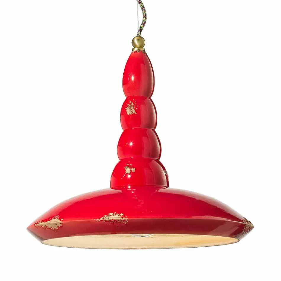 Retro-Kronleuchter gestaltete Keramiksuspension Ferroluce Viadurini