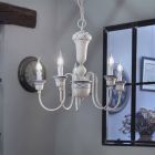 5-Licht-Wohnzimmer-Kronleuchter aus handbemalter Keramik und Messing - Sanremo Viadurini