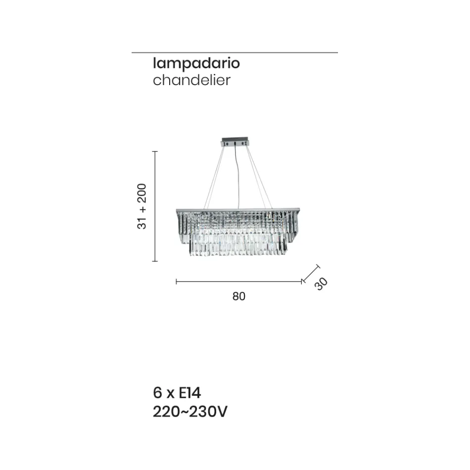 Klassischer Kronleuchter aus Metall und geschliffenem Luxuskristall - Mirielle Viadurini