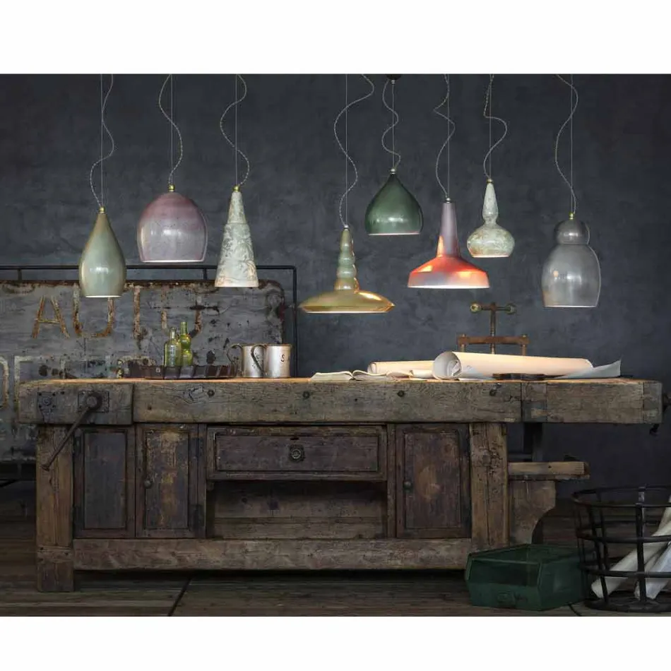 Kronleuchter aufgehängt im Retro-Stil Keramik Ferroluce Viadurini