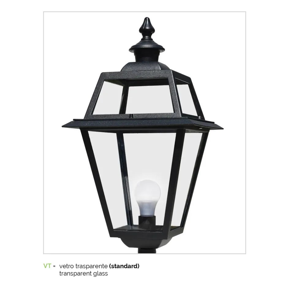 Laternenpfahl mit 2 Lichtern im Vintage-Stil aus Aluminium und Glas, hergestellt in Italien – Vivian Viadurini