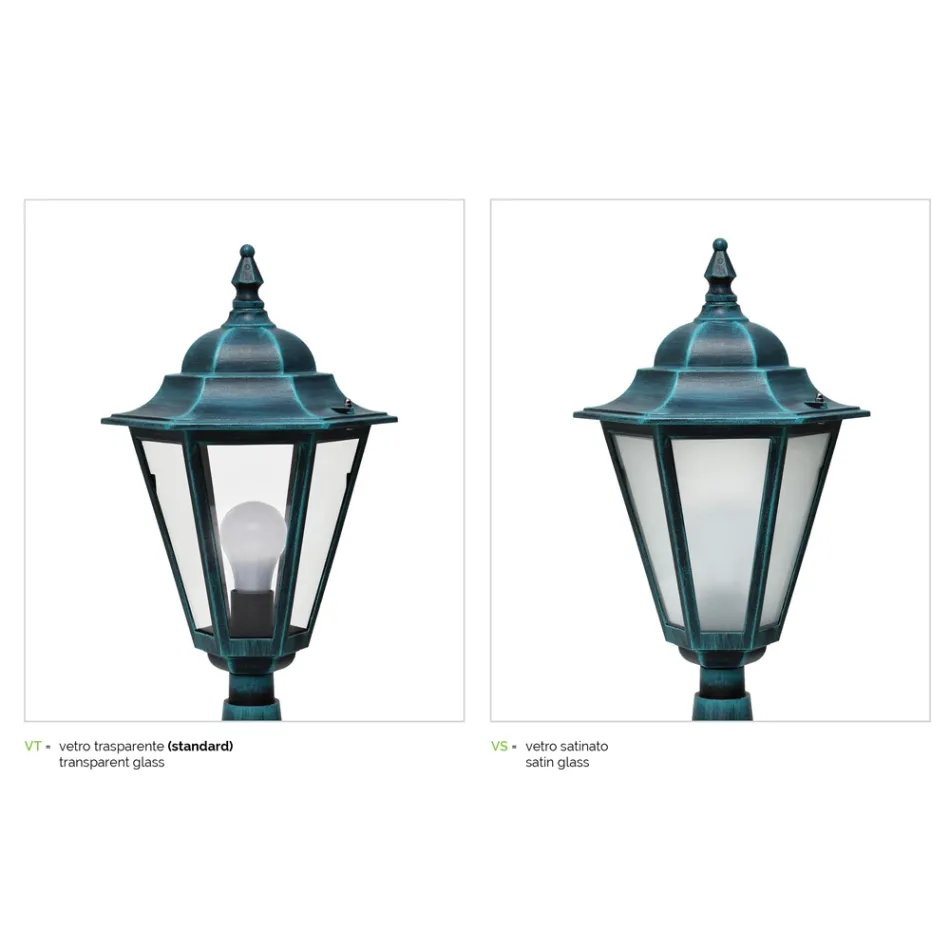 Laternenpfahl 2 Lichter aus Aluminium und Glas Made in Italy Vintage - Janira Viadurini