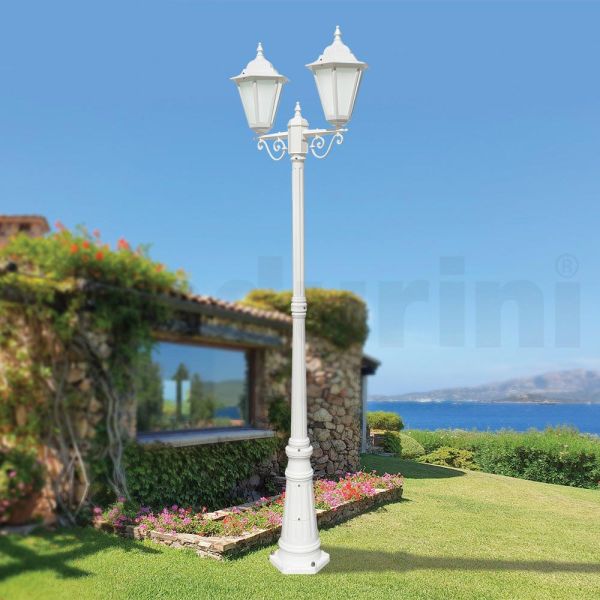 Vintage-lampe mit 2 lichtern aus weißem aluminium, hergestellt in italien – terella