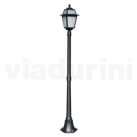 Gartenlaternenpfahl 178 cm hoch aus anthrazitfarbenem Aluminium und sandgestrahltem Glas - Elric Viadurini