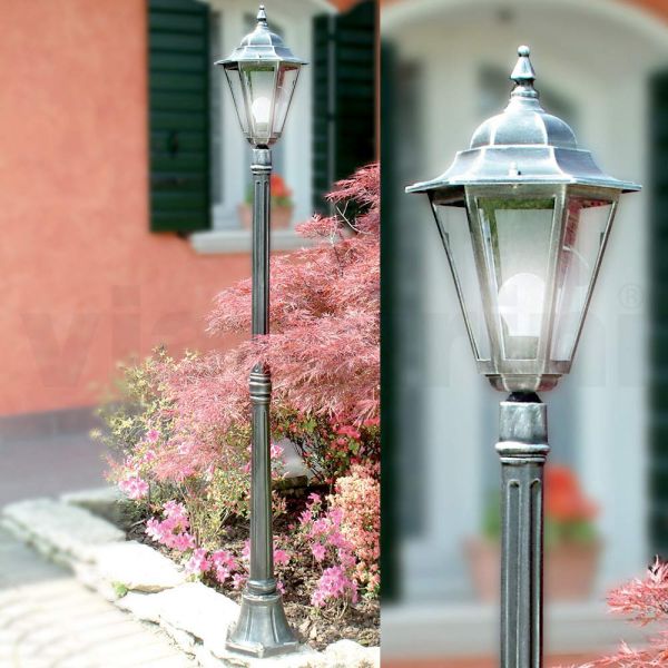 179 cm hohe gartenlampe aus glas und 5 aluminiumausführungen - pinako