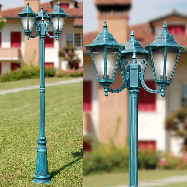 211 cm hohe gartenlampe aus glas und 5 aluminiumausführungen - pinako