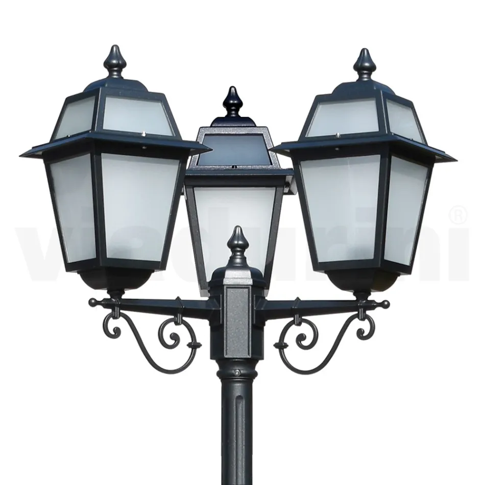 Gartenlaternenpfahl 219 cm hoch aus anthrazitfarbenem Aluminium und sandgestrahltem Glas - Elric Viadurini