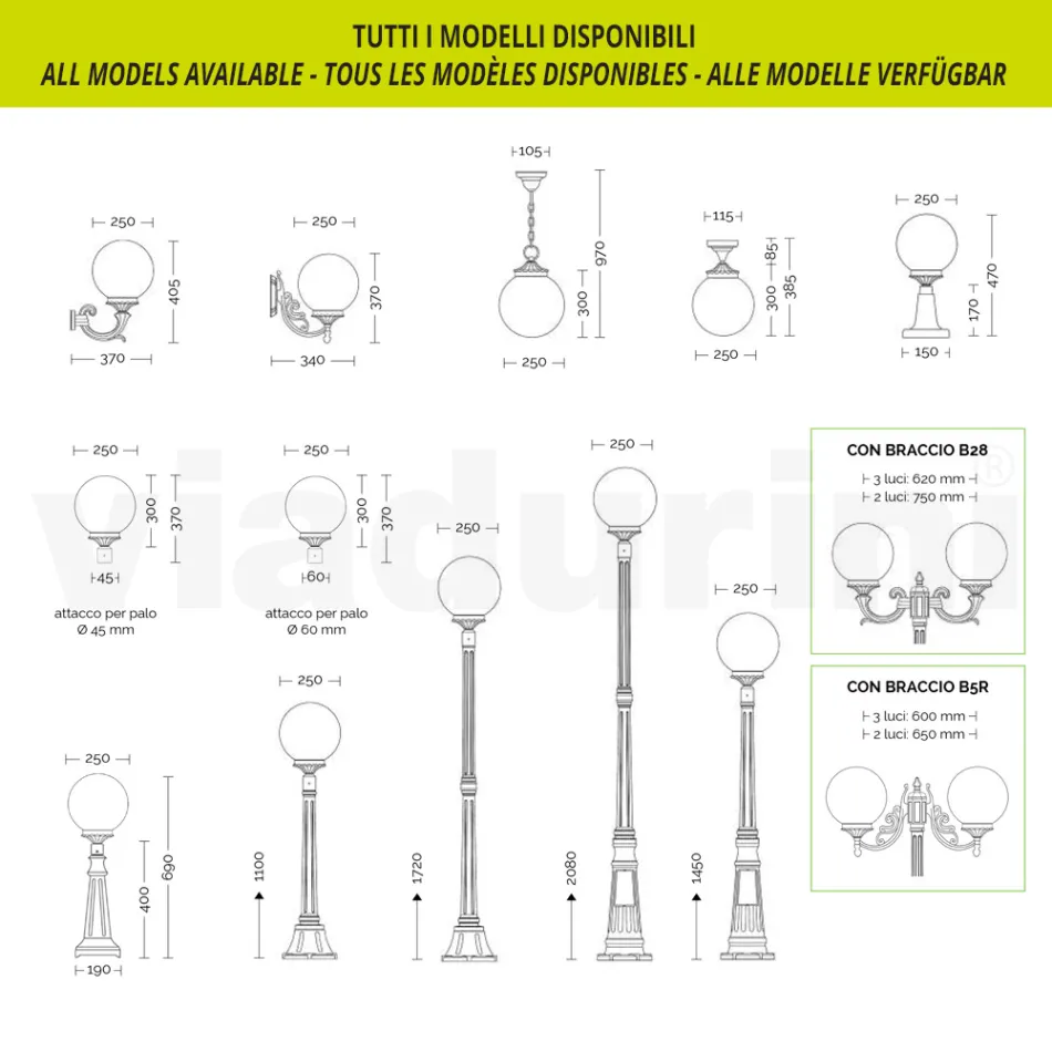 270 cm hohe Straßenlaterne aus Acryl und anthrazitfarbenem Aluminium. Hergestellt in Italien - Trovaantracite Viadurini