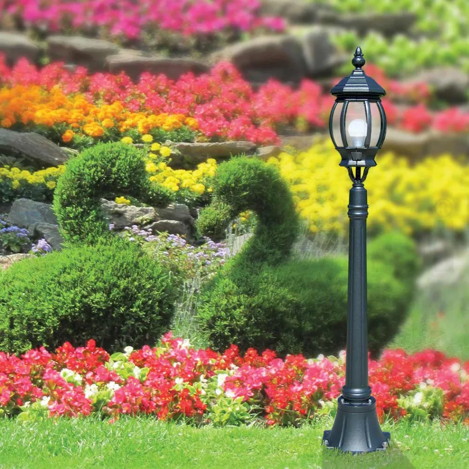 Niedrige Außenlampe aus anthrazitfarbenem Aluminium, hergestellt in Italien – Impero Viadurini