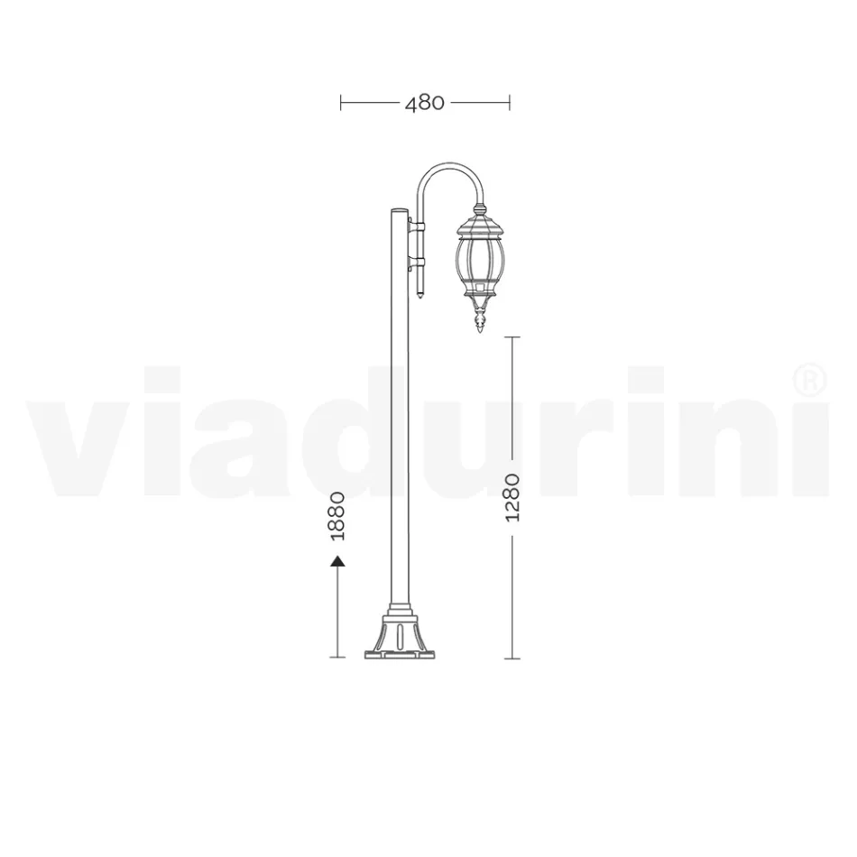 Vintage-Gartenlampe aus anthrazitfarbenem Aluminium, hergestellt in Italien – Empire Viadurini