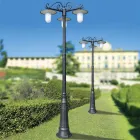 Straßenlampe im Vintage-Stil mit 3 Lichtern aus grauem Aluminium, hergestellt in Italien – Belen Viadurini