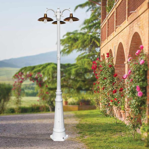 Vintage-lampe mit 3 lichtern aus aluminium und messing, hergestellt in italien – adela