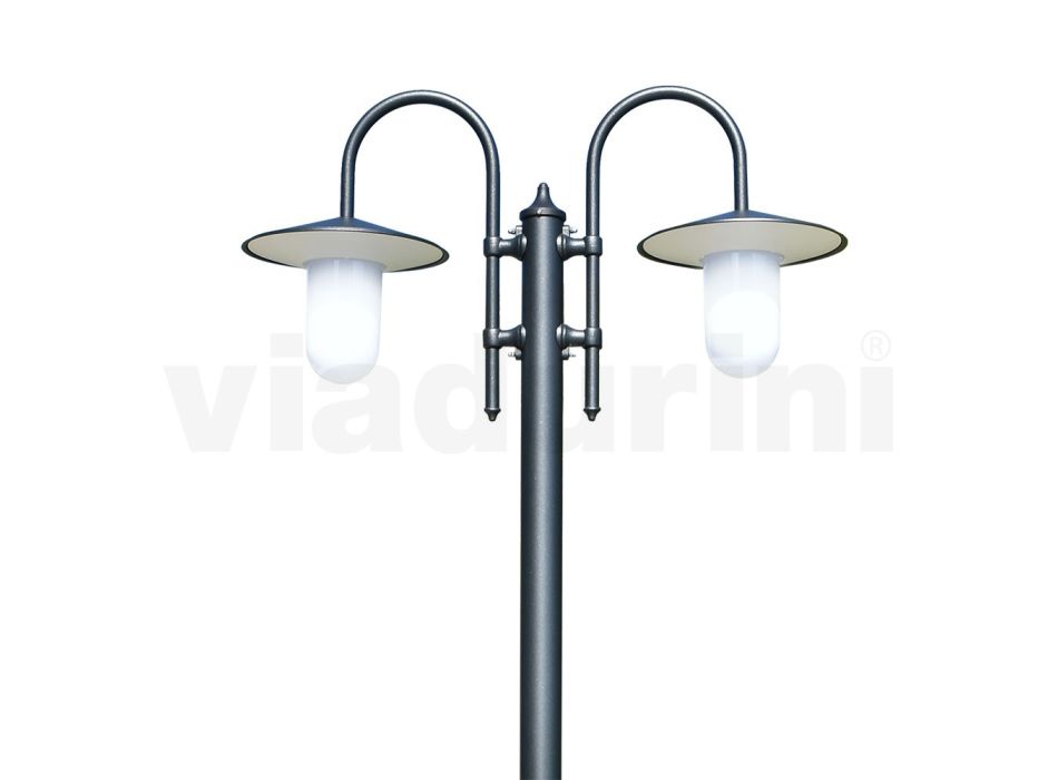 Vintage-Gartenlampe mit 2 Lichtern aus Aluminium, hergestellt in Italien – Belen Viadurini