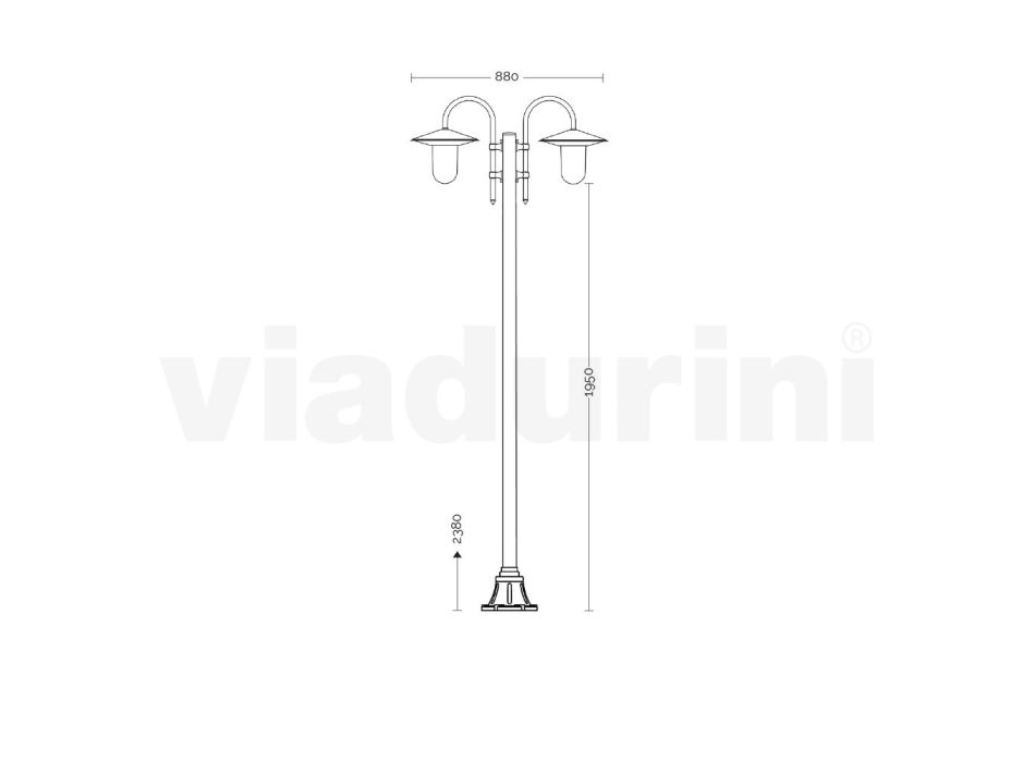 Vintage-Gartenlampe mit 2 Lichtern aus Aluminium, hergestellt in Italien – Belen Viadurini