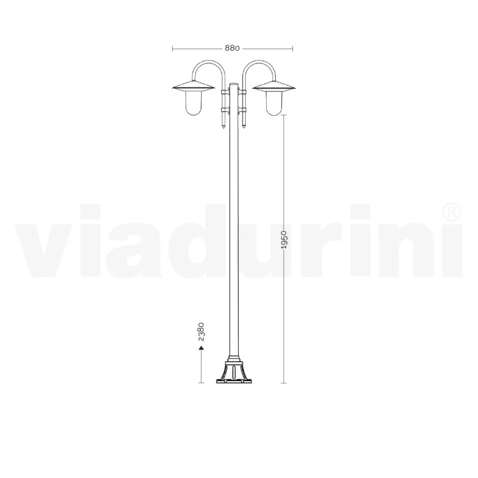 Vintage-Gartenlampe mit 2 Lichtern aus Aluminium, hergestellt in Italien – Belen Viadurini