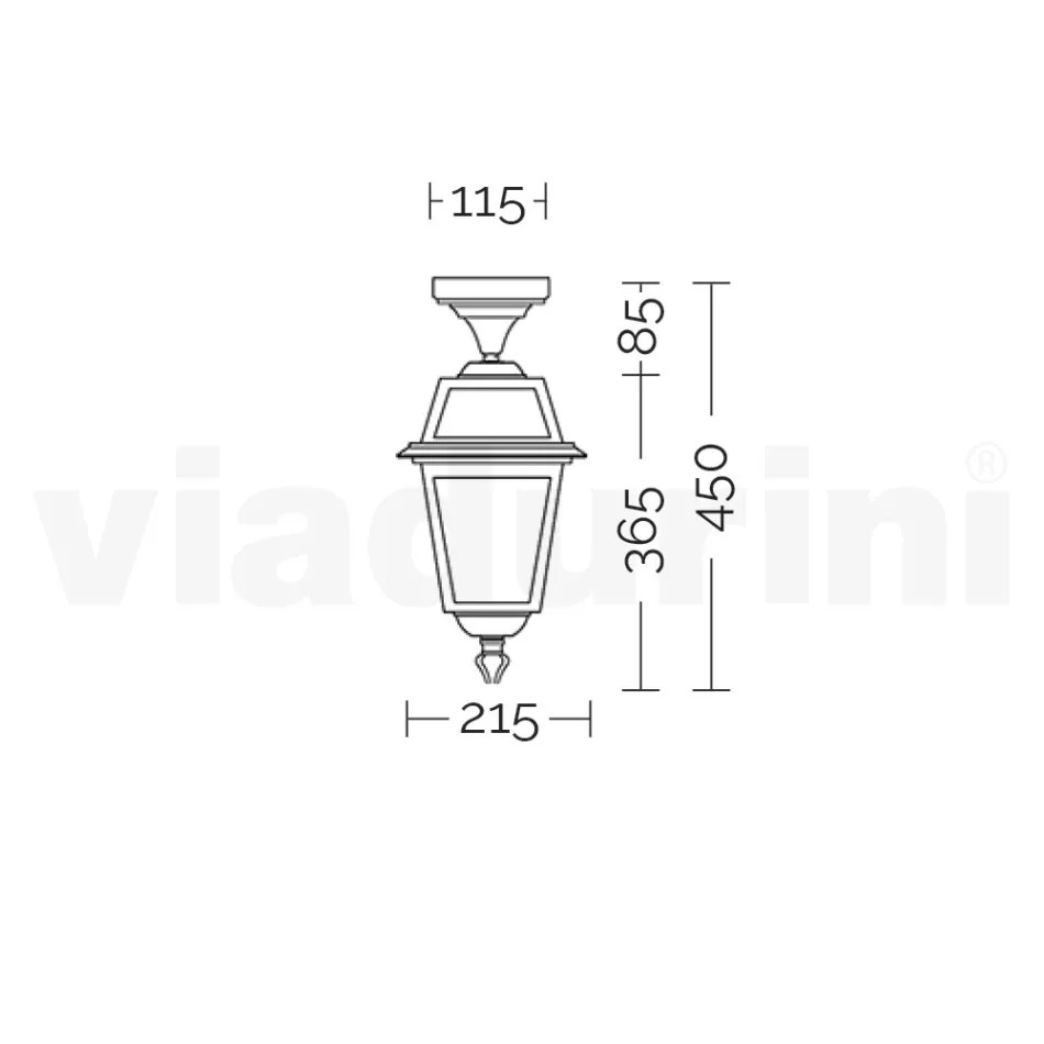 Gartendeckenlaterne aus anthrazitfarbenem Aluminium und sandgestrahltem Glas - Elric Viadurini