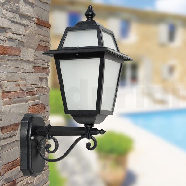 Gartenlaterne aus anthrazitfarbenem aluminium und sandgestrahltem glas - elric