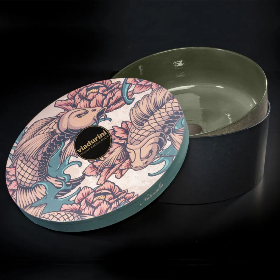 Waschbecken aus grünem feuerfestem Ton Made in Italy - Tatiana Viadurini