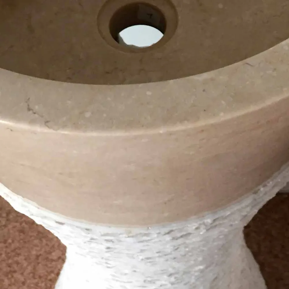 Weißes Säulenwaschbecken aus Naturstein Iris, Einzelstück Viadurini