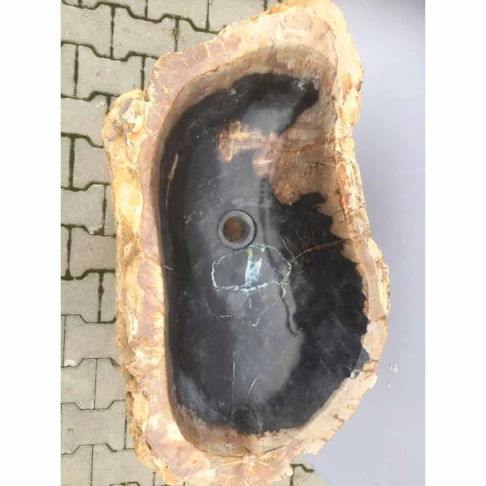 Design-Standwaschbecken aus Ley-Naturstein, handgefertigt Viadurini