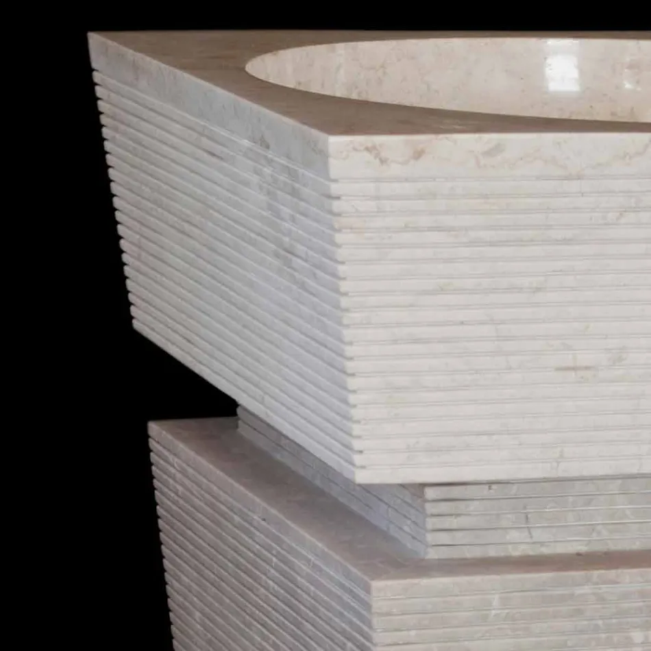 Waschbecken natürlich Sire weißen Stein, handgefertigt Viadurini