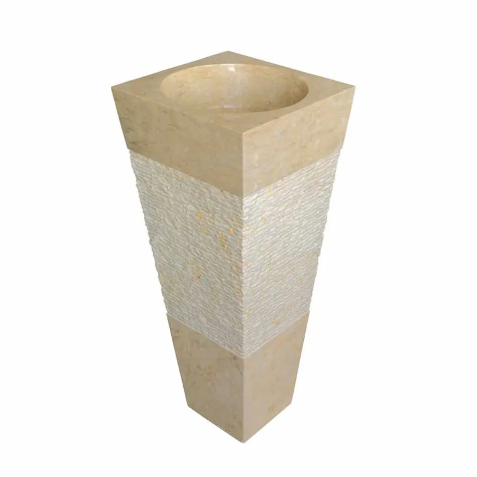 Waschbecken Column Pyramid Stein Natur Beige Nias Viadurini