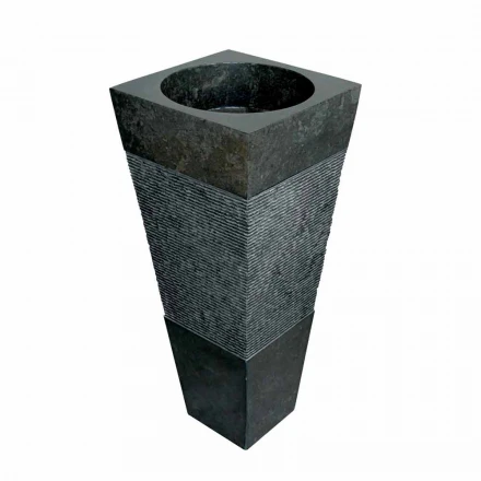 Waschbecken Column Pyramid Stein Natural Black Nias Viadurini