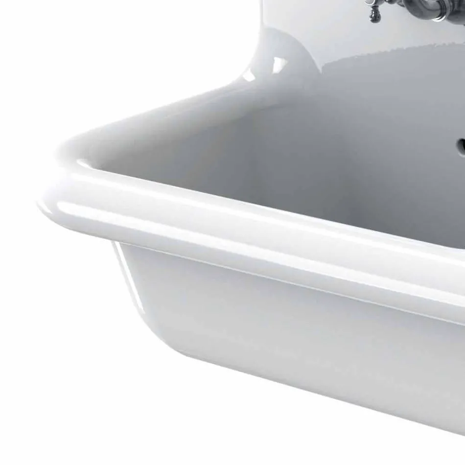 Sink Doppelschüsselwand in der modernen weißen Keramik-Andy Viadurini