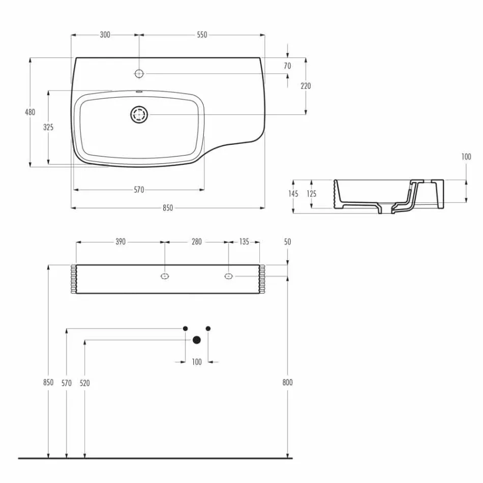 Modernes Wandwaschbecken aus Keramik made in Italy, Hamlet Viadurini