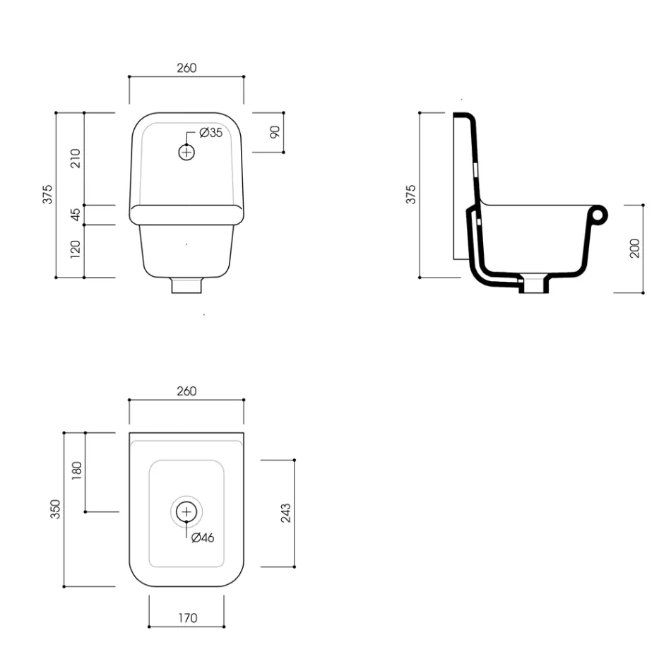 Gemustertes Keramik-Wandwaschbecken im Vintage-Stil 26 cm - Jordan Viadurini