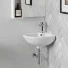 Eckwaschbecken aus weißer Keramik mit modernem und elegantem Design - Silica Viadurini