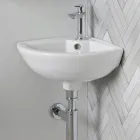 Eckwaschbecken aus weißer Keramik mit modernem und elegantem Design - Silica Viadurini